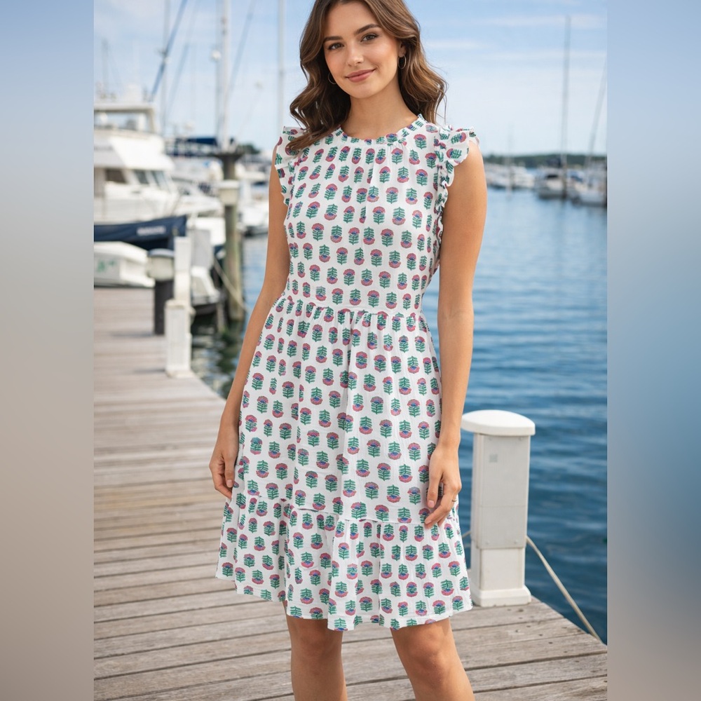 J. Crew Factory NEW Pink & Green Floral Block Print Sleeveless Dress SZ 10 - Picture 10 of 10